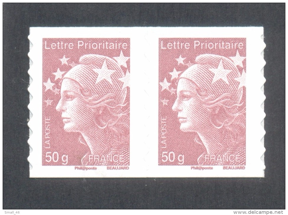 Marianne De Beaujard  -  V P "50 Gr France" Marron Clair  -Autocollant - 2 Timbres - Other & Unclassified