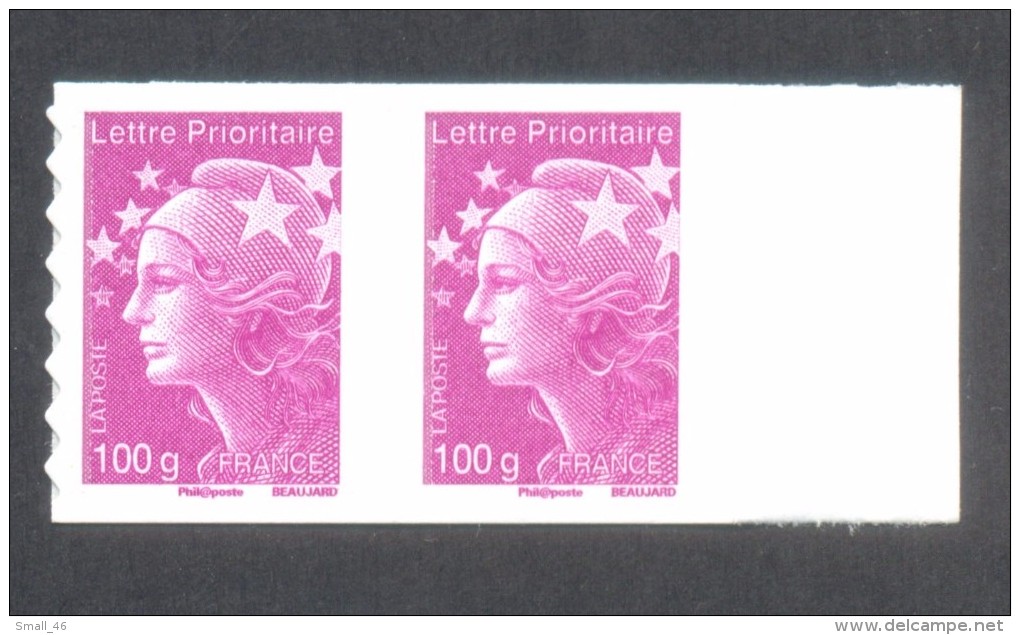 Marianne De Beaujard  -  V P "100 Gr France" Lilas - Autocollant  - 2 Timbres Avec Bord De Feuille - Autres & Non Classés