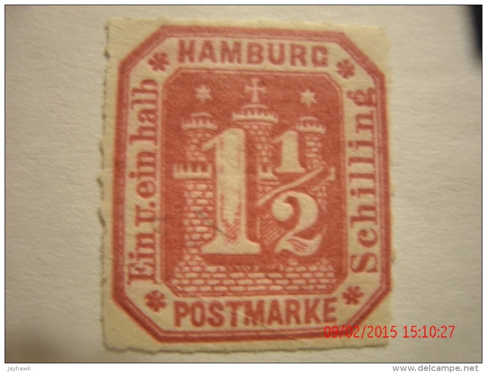 HAMBURG, SCOTT# 25, 1&1/2 S ROSE, MINT OG - Hambourg