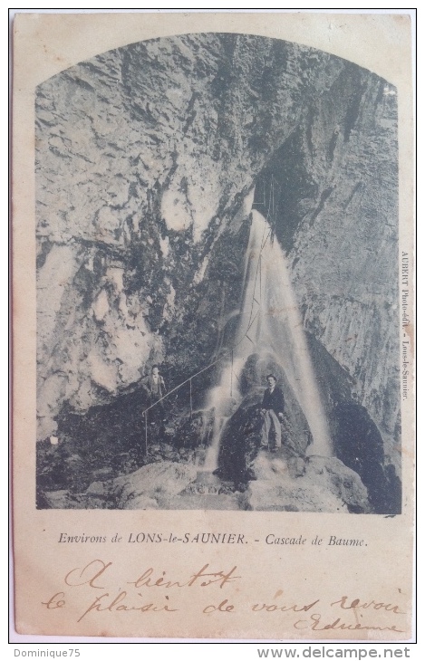 CPA De 1904 Animée. Cascade De Baume, Environ De Lons-le-Saunier Timbre Semeuse Lignée 10 Cts - Lons Le Saunier