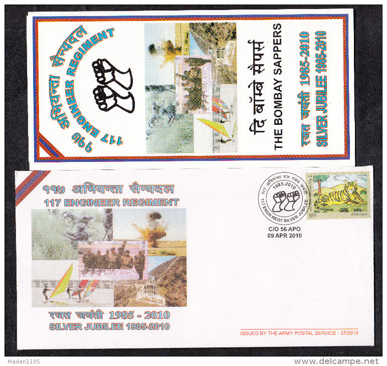INDIA, 2010, ARMY POSTAL SERVICE COVER, 17 Engineer Regiment, Bombay Sappers,  Army + Brochure, Militaria, Military - Brieven En Documenten