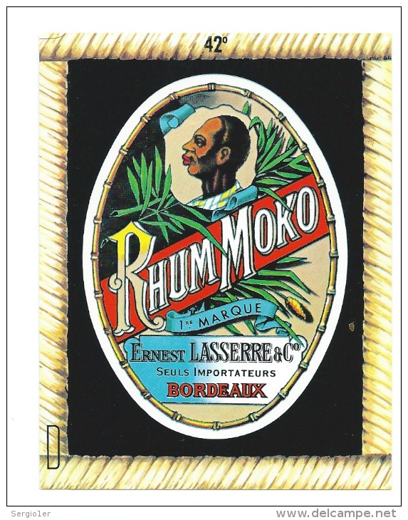 Ancienne  étiquette Rhum  Moko 1er Marque Ernest Lasserre & Cie Seuls Importateurs Bordeaux  "étiquette Glaçée" - Rhum