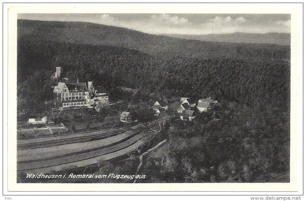 Postkarte - 2 Scans - Waldhausen I. Remstal Vom Flugzeug Aus (Mit Heilstätte Elisabethenberg) - Lorch