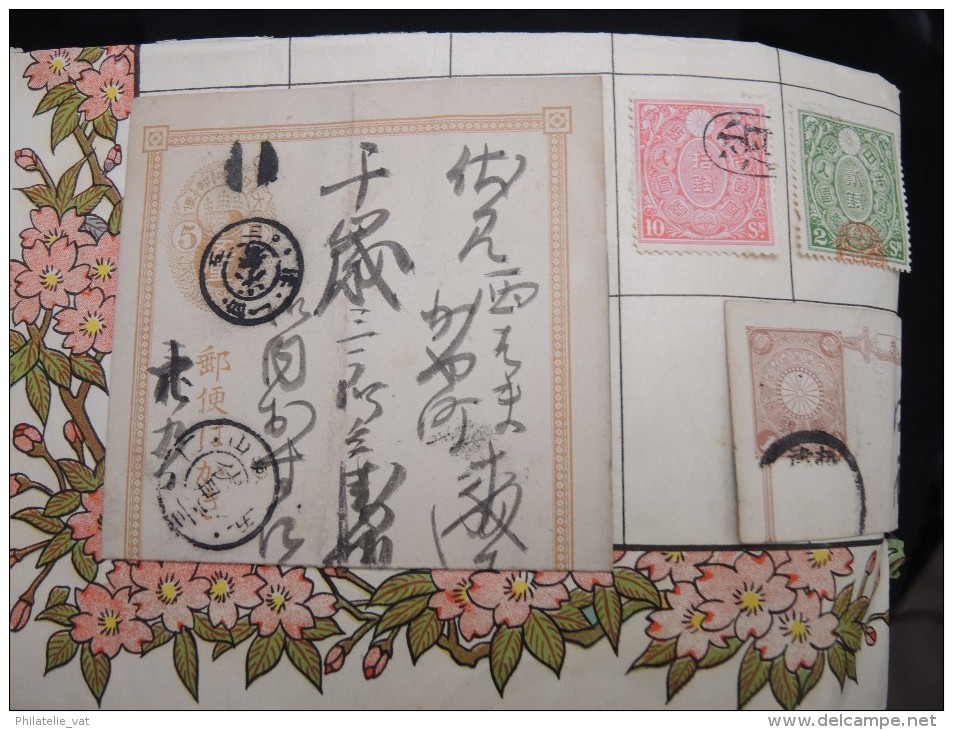 JAPON - Document Joliment Illustré Avec Timbres Et Entiers - Trés Joli - A Voir - Lot N° 9099 - Brieven En Documenten