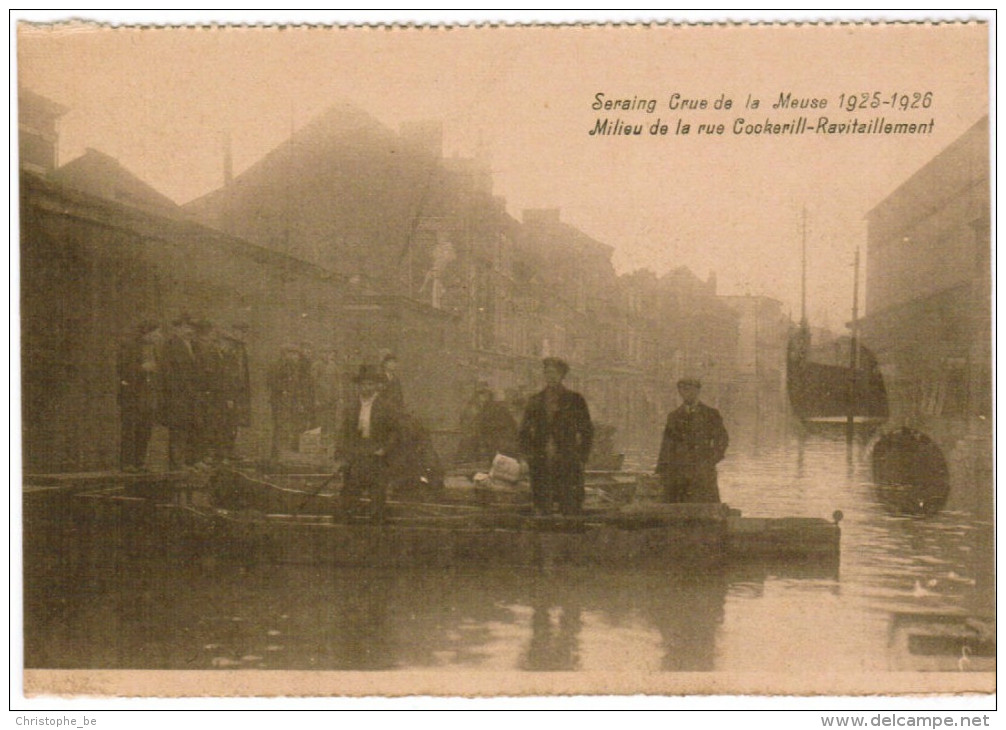 Seraing, Inondations 1925-1926, Creu De La Meuse, Milieu De La Rue Cockerill Ravitaillement (pk21368) - Seraing