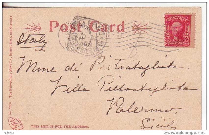 7-Newport Rhode Island-Stati Uniti-U.S.A.Residence C.Vanderbilt-v.1906 X Palermo-2c.Washington NON Dentellato In Basso. - Newport