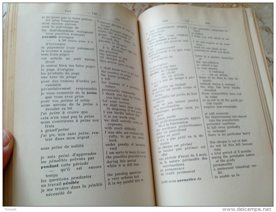 FORMULAIRE COMMERCIAL FRANCAIS - ANGLAIS french-english Commercial phrase book BOIRIN 1954 DUNOD