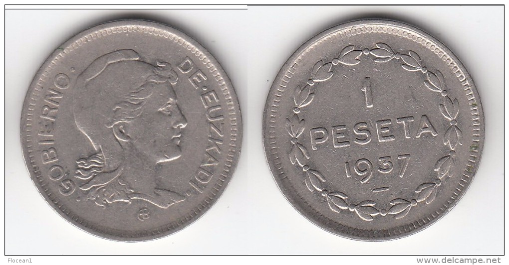 **** EUZKADI - ESPAGNE - SPAIN - 1 PESETA 1937 - LIBERTY **** EN ACHAT IMMEDIAT - Republican Location