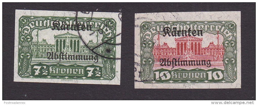 Austria, Scott #B27-B28, Used, Austrian Stamp Overprinted, Issued 1920 - Usati