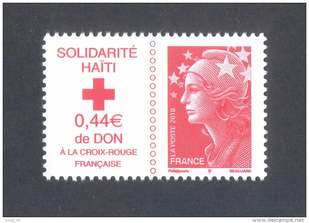 Marianne De Beaujard  -  Adhésif  - V F 1.00 € -Solidarité Haïti - 1 Timbre - 2008-2013 Marianne De Beaujard