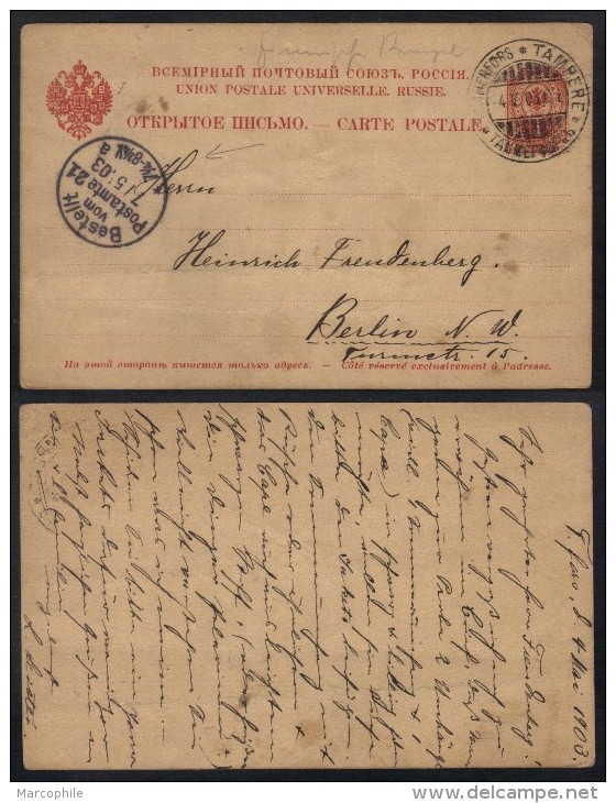 FINLANDE - TAMPERE - ADMINISTRATION RUSSE / 1903 ENTIER POSTAL POUR L ALLEMAGNE(ref 6538) - Lettres & Documents