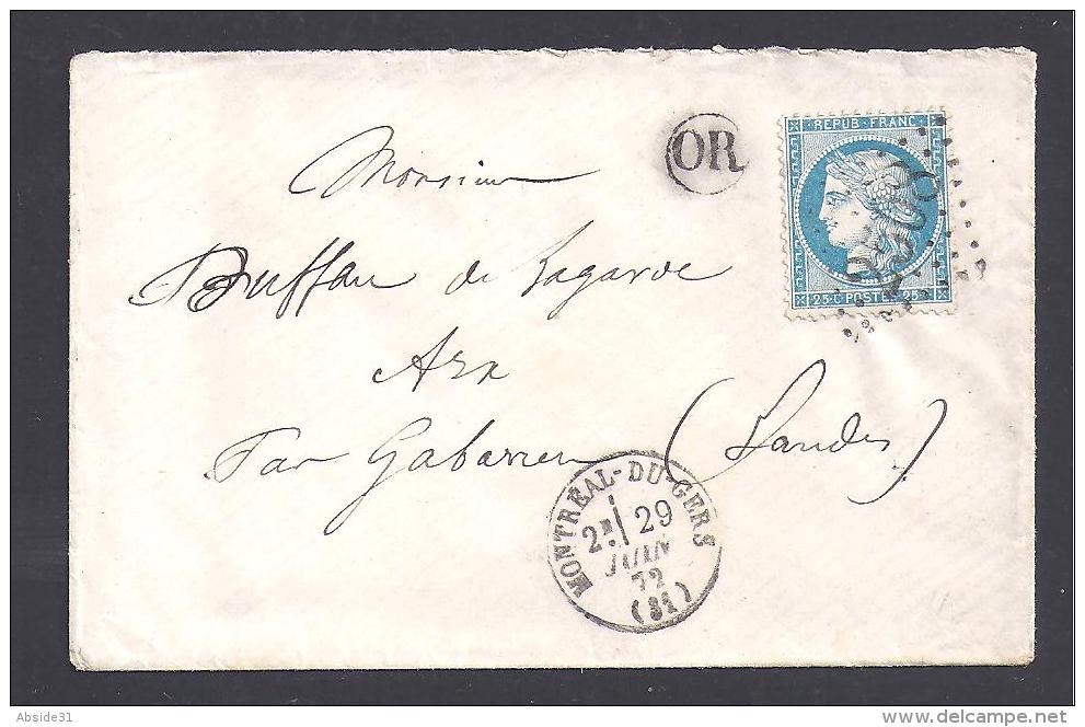 GERS - G.C. 2508  Et Cachet Type 16  MONTREAL DU GERS - 1849-1876: Période Classique