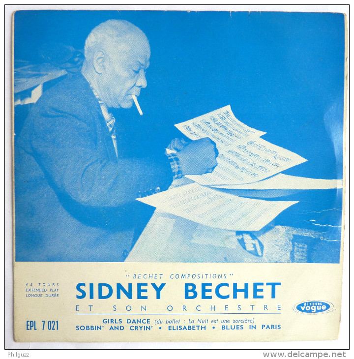 Disque Vinyle  45T SIDNEY BECHET ET SON ORCHESTRE - GIRLS DANCE BLUES IN PARIS -  VOGUE EPL 7021 - 1955 BIEM - Blues