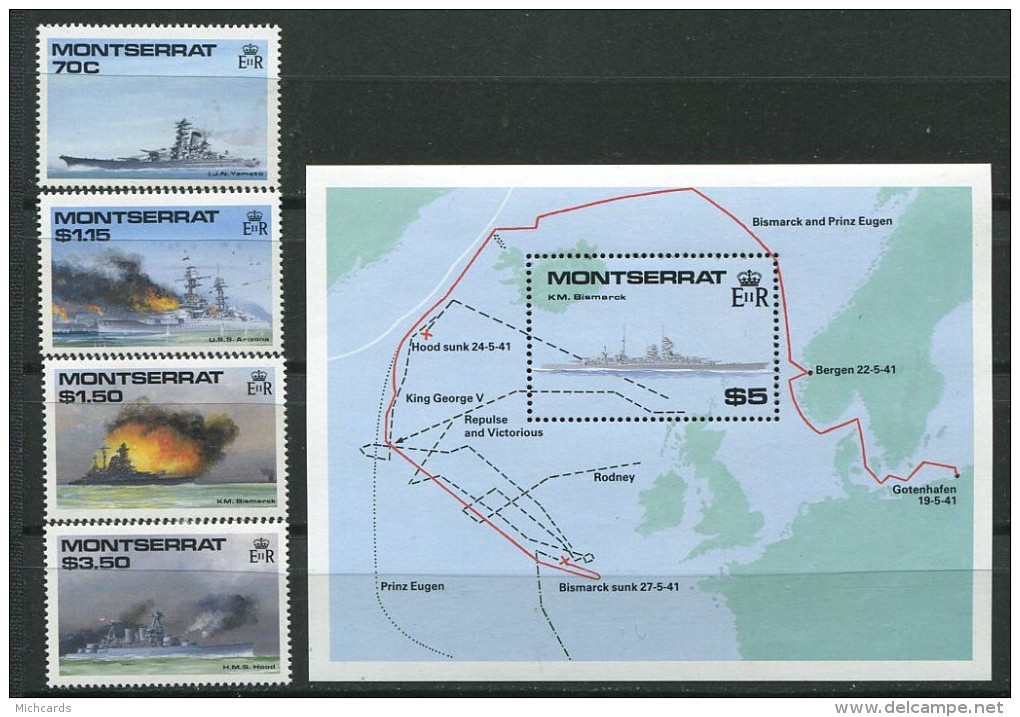 145 MONTSERRAT 1989 - Yvert 723/26 - BF 52 - Feu Navire Guerre Mondiale Neuf ** (MNH) Sans Trace De Charniere - Montserrat