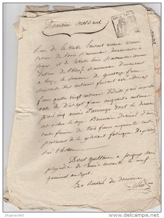 GENERALITE DE PARIS 5 TIMBRES HUMIDES FISCAUX DOSSIER VENTE AUX DOMAINES PETIT PAPIER DU 1795 - Cachets Généralité