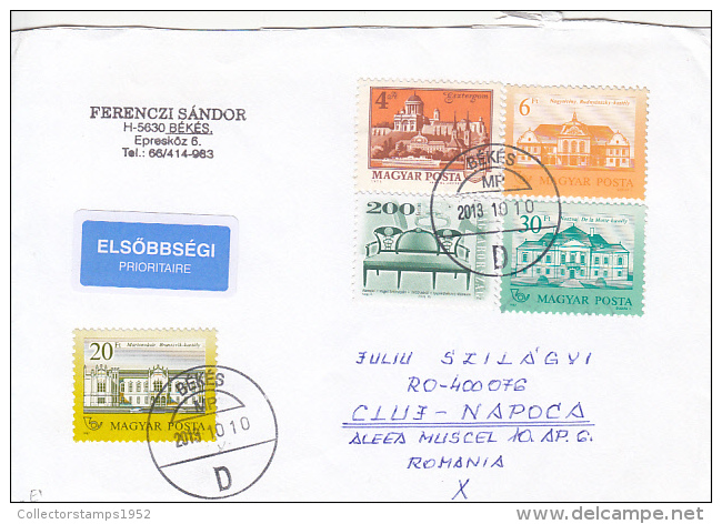 26761- CASTLES, ESZTERGOM TOWN, FURNITURE, SOFA, STAMPS ON COVER, 2013, HUNGARY - Briefe U. Dokumente