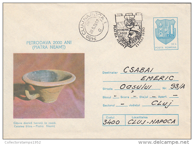 26807- ARCHAEOLOGY, DACIAN VASE, COVER STATIONERY, 1980, ROMANIA - Archéologie