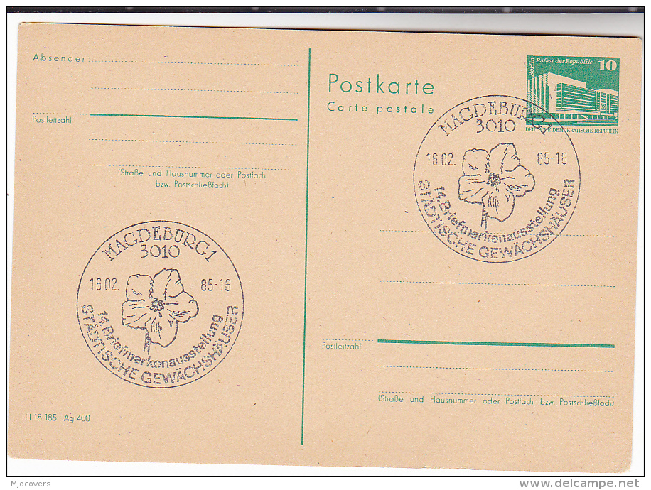 1985  FLOWER EVENT East GERMANY Magdeburg POSTAL STATIONERY CARD Pmk Ddr  Cover Stamps Flowers - Other & Unclassified