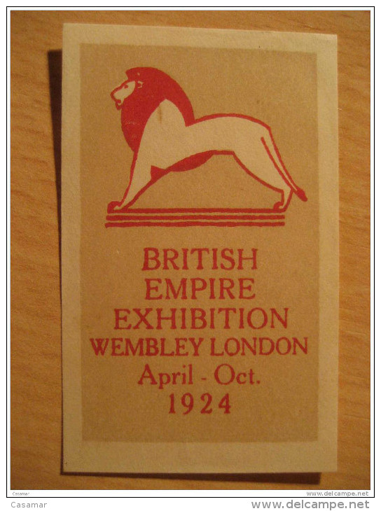 GB UK Wembley London 1924 British Empire Exhibition Lion Lions Leon Poster Stamp Label Vignette Viñeta - Autres & Non Classés