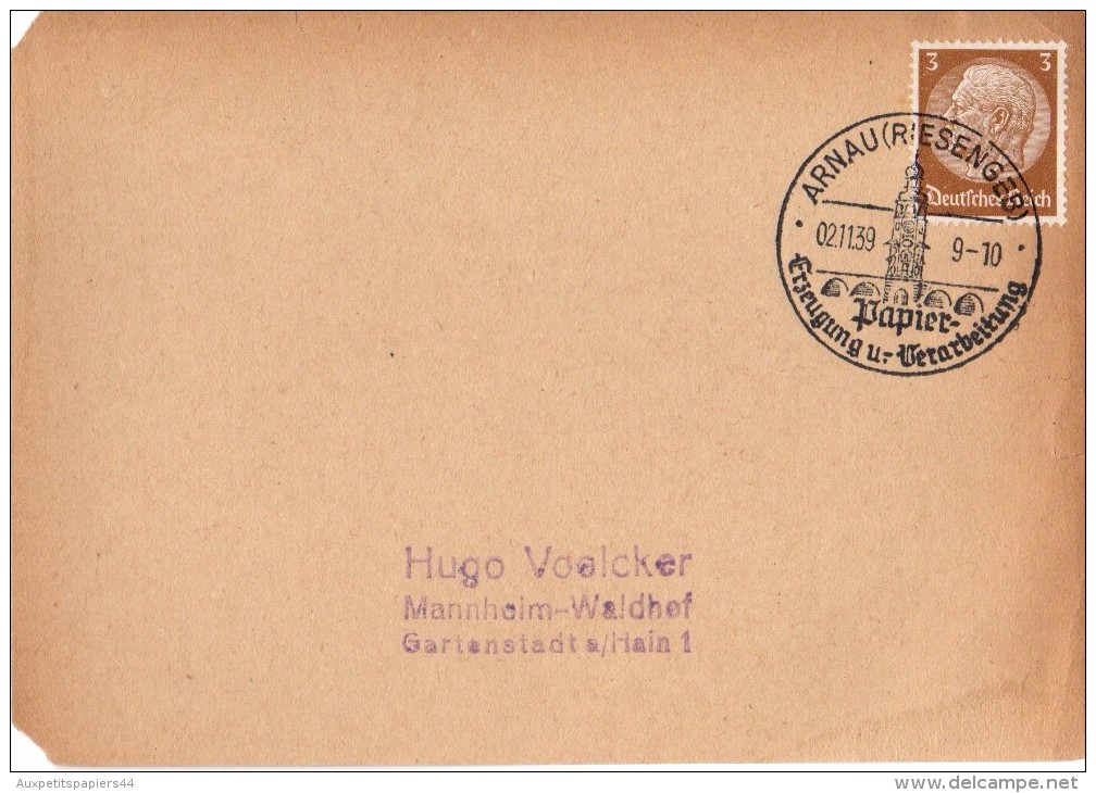 Lettre Timbrée -  Allemagne - Hugo VOELCKER - 1939 - Collections