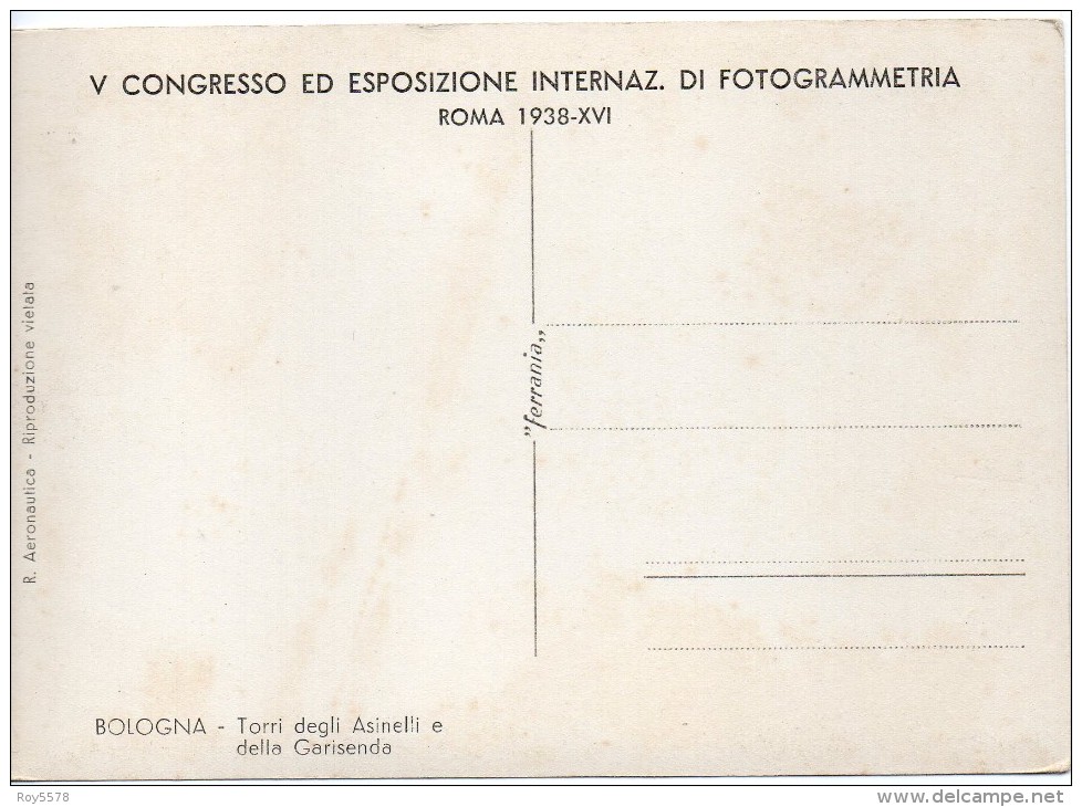 Emilia Romagna-bologna Torre Degli Asinelli E Della Garisenda Particolare(vedi Retro Cart.ferrania)veduta Aerea 1938 - Bologna