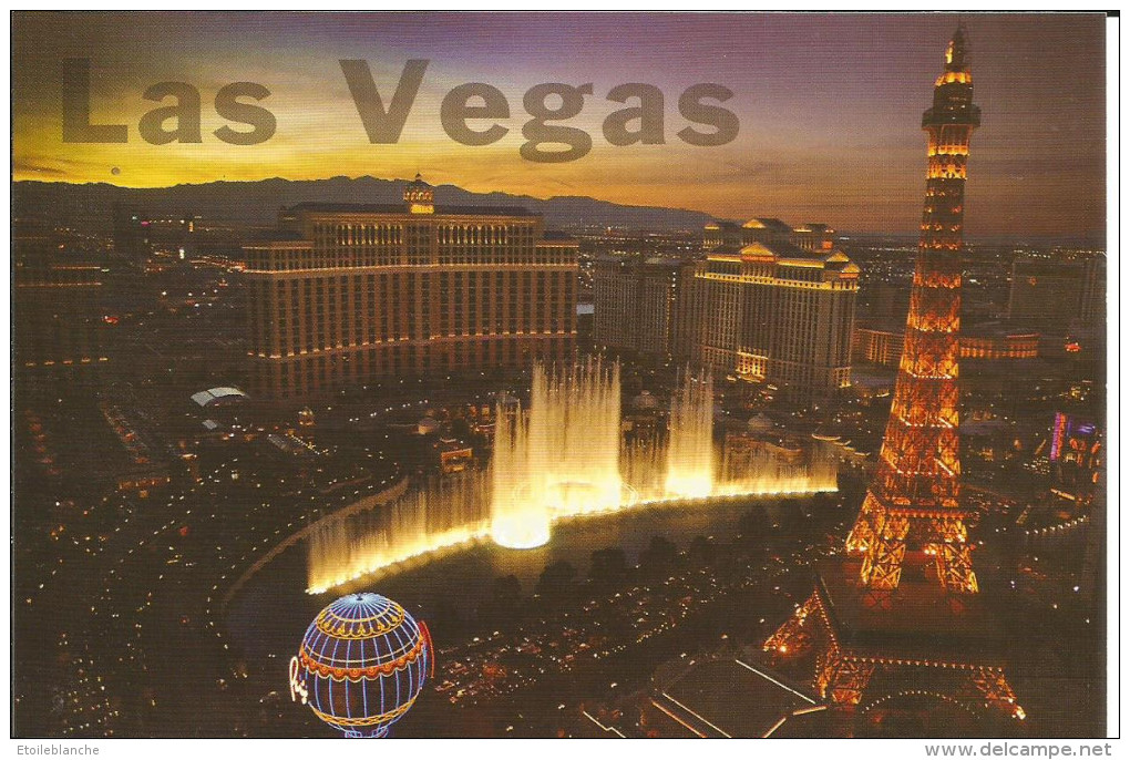 CPM USA, LAS VEGAS - Casino 'Caesar Palace' (jets D'eau Lumineux) + Tour Eiffel Paris - Las Vegas