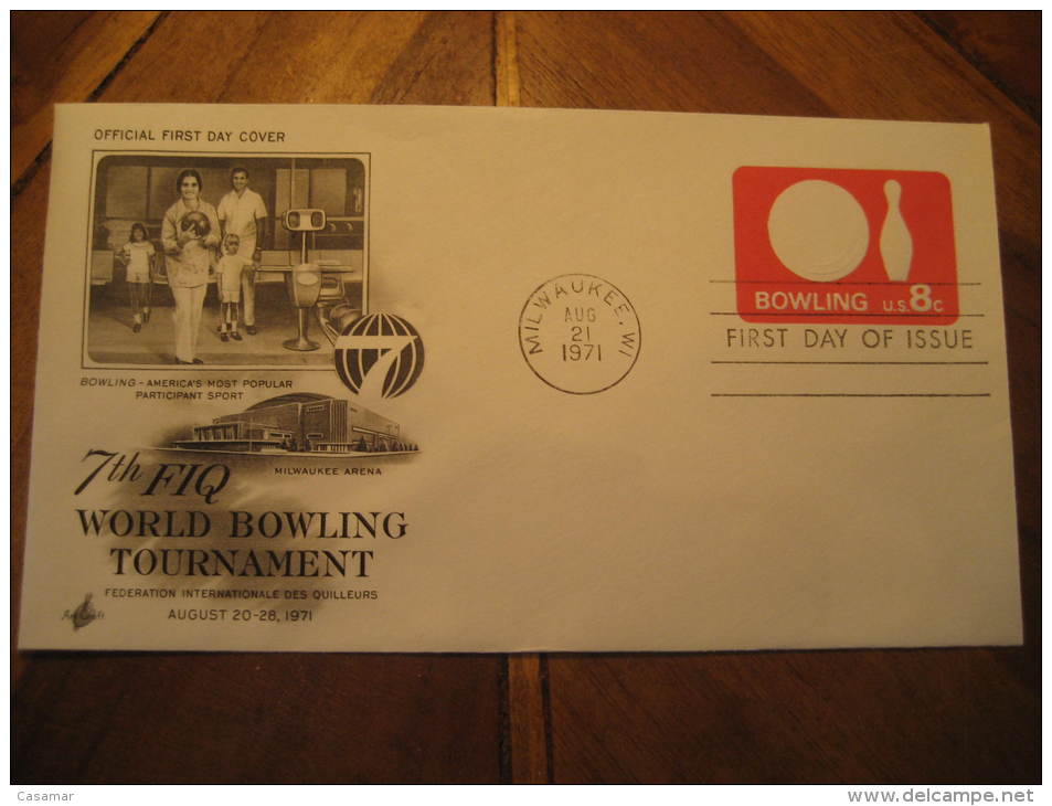 Milwauke 1971 Bowl Bowls Bowling World Tournament Fdc Cancel Cover USA - Petanca