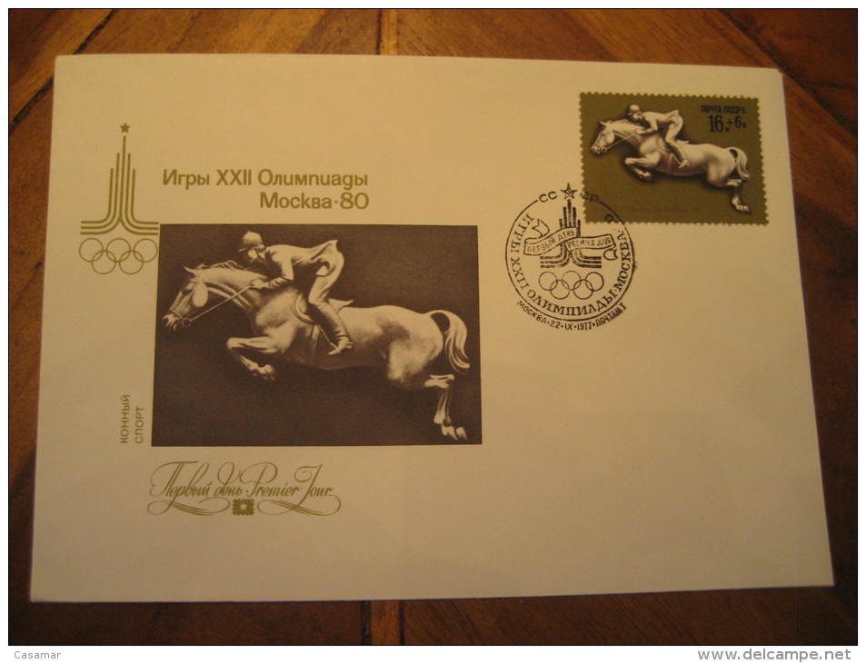 Moscow 1977 Equestrian Sports Horse Riding Horses Hipique 1980 Olympic Games Olympics Fdc Cancel Cover Russia USSR CCCP - Ippica