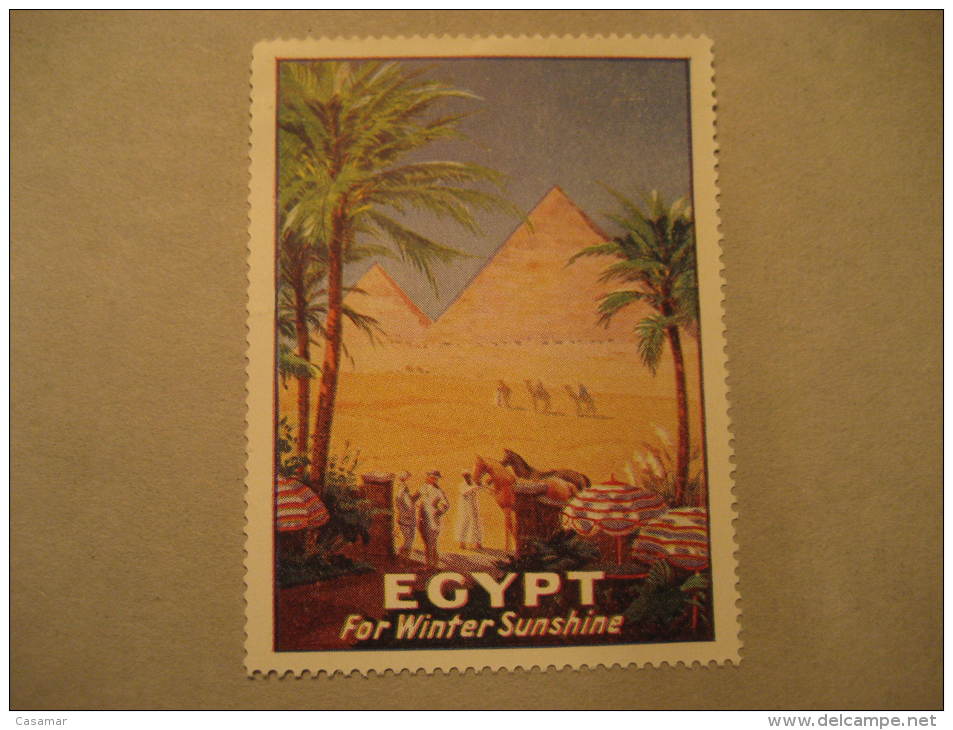 EGYPT For Winter Sunshine Pyramid Archaeology Camel Poster Stamp Label Vignette Vi&ntilde;eta - Egittologia