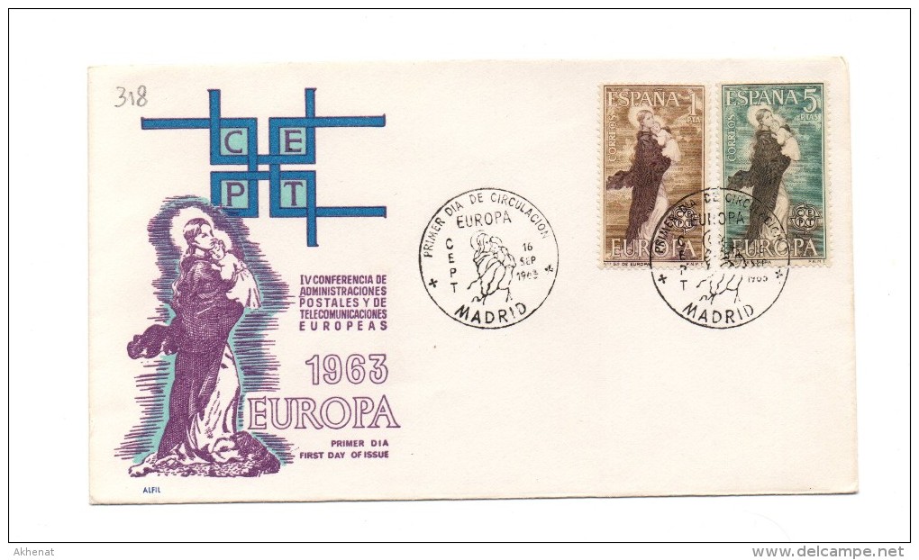 MK318 - SPAGNA , FDC  16/9/1963 . Europa - FDC