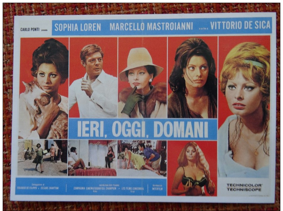 Netherlands Pc Film Poster Ieri Oggi Domani Sophia Loren Marcello Mastroianni Actress Postcard A 2,50 Euro - Cinéma