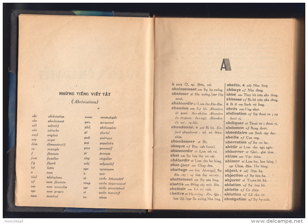 Vietnam; Dictionnaire Francais-vietnamien Elementaire; Saigon 1951 - Wörterbücher