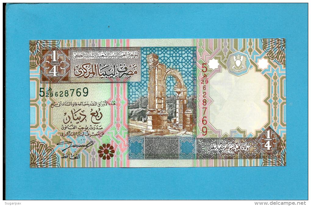 LIBYA - 1/4 Dinar - ( 2002 ) - P 62 -  UNC. - Sign. 4 - Series 5 -  See 2 Scans - Libia
