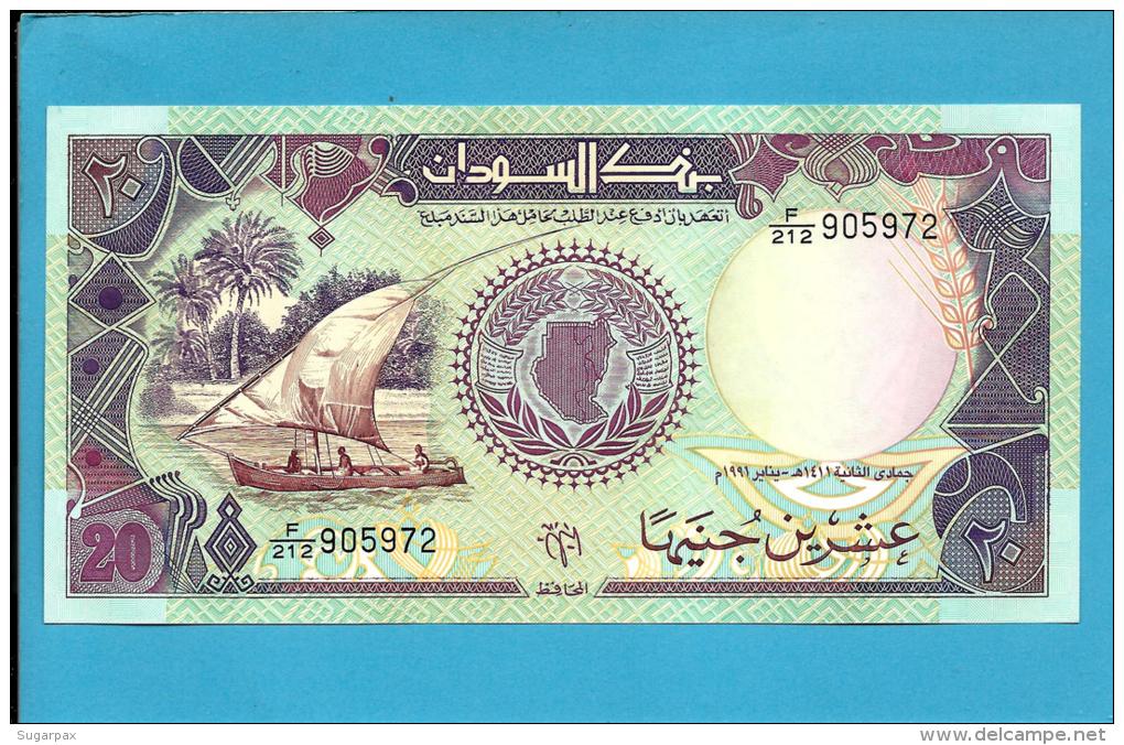 SUDAN - 20  SUDANESE POUNDS - 1991 - P 47 - UNC. - 2 Scans - Soedan