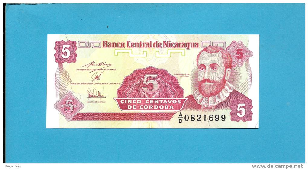 NICARAGUA - 5 Centavos - ND ( 1991 )  - P 168 - UNC. - Serie A/D - 2 Scans - Nicaragua