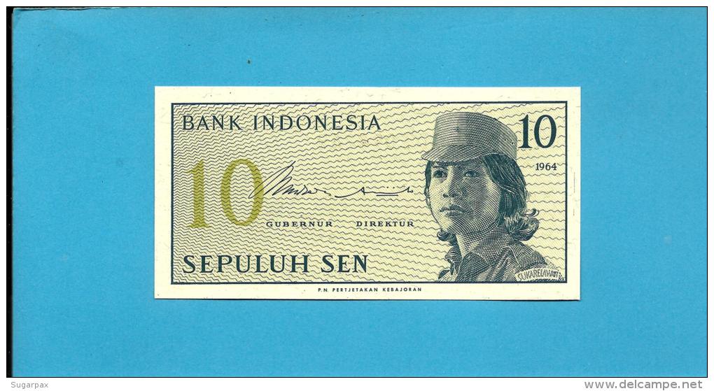 INDONESIA - 10 SEN - 1964 - P 92 - UNC. - Série CDT - Female Volunteer In Uniform - 2 Scans - Indonésie