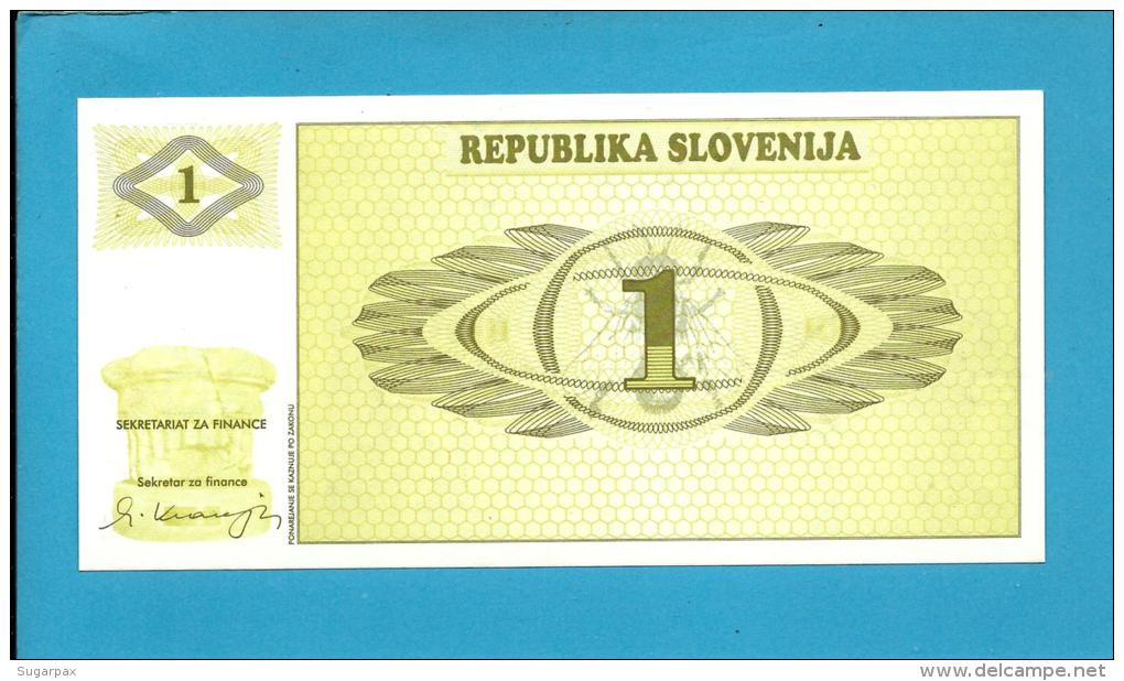 SLOVENIA - 1 TOLAR - 1990 - Pick 1 -  UNC. - Prefix AA - Republika Slovenija - 2 Scans - Slovénie