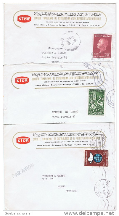 LA 164 - TUNISIE N° 486-561-570 Sur 3 Lettres De Tunis Pour La France - Tunisia