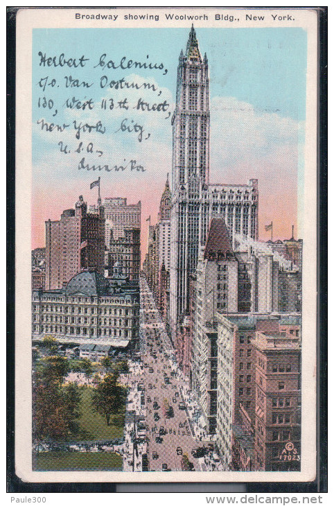 New York City - Broadway Showing Woolworth Building - Broadway