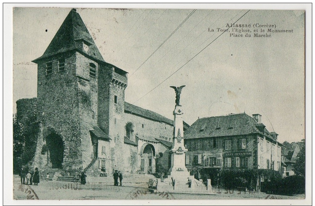 S1676 @ 19 @ ALLASAC @ BELLE CPA : LA TOUR, MONUMENT ET LE MARCHE @ A VOIR - Other & Unclassified