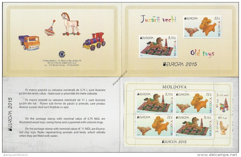 MOLDAVIA// MOLDOVA// MOLDAWIEN  -EUROPA 2015- "JUGUETES ANTIGUOS / OLD TOYS"- CARNET Con 1 HOJITA BLOQUE - 2015