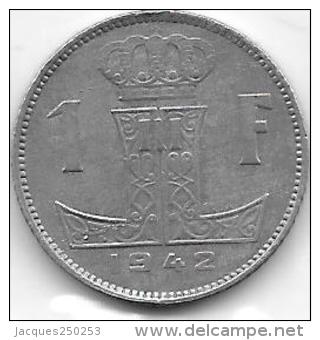 1 Franc Zinc Léopold III 1942 FL-FR Qualité++++++++++++++ - Non Classés