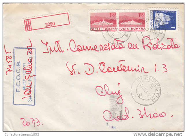 26952- SHIP, MONASTERY, STAMPS ON REGISTERED COVER, COMPANY HEADER, 1983, ROMANIA - Lettres & Documents