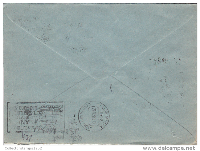 26954- TRAIN, LOCOMOTIVE, STAMPS ON REGISTERED COVER, STATE ARBITRATION OFFICE HEADER, 1983, ROMANIA - Lettres & Documents