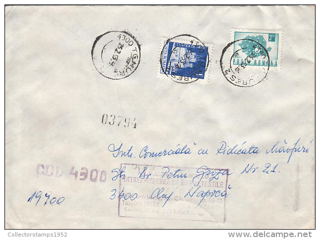 26956- MONASTERY, PHONE NETWORK, STAMPS ON REGISTERED COVER, TEXTILE MACHINERY COMPANY HEADER, 1983, ROMANIA - Briefe U. Dokumente