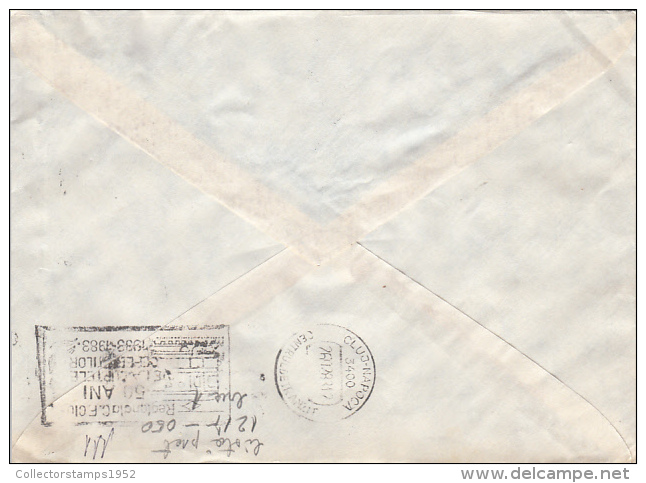 26956- MONASTERY, PHONE NETWORK, STAMPS ON REGISTERED COVER, TEXTILE MACHINERY COMPANY HEADER, 1983, ROMANIA - Briefe U. Dokumente