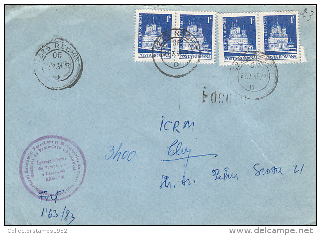 26957- MONASTERY, STAMPS ON REGISTERED COVER, FORESTRY COMPANY ROUND STAMP, 1983, ROMANIA - Lettres & Documents