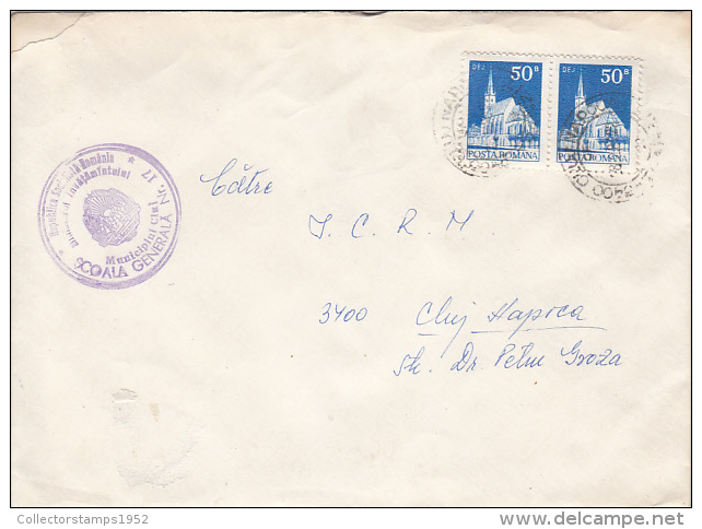 26962- CHURCH, STAMPS ON COVER, EDUCATION MINISTERY ROUND STAMP, 1983, ROMANIA - Brieven En Documenten