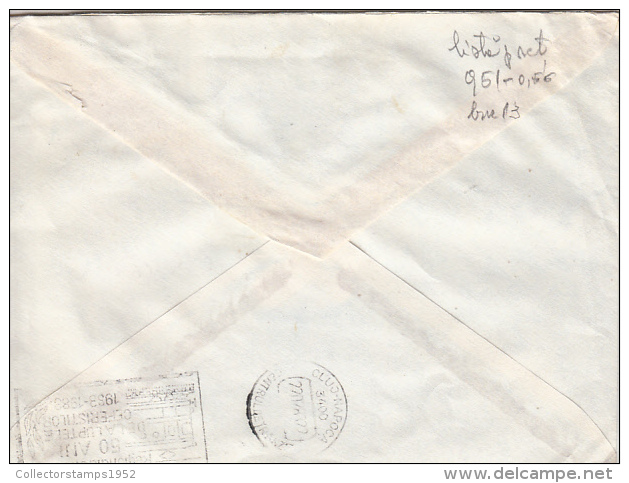 26972- REGISTERED COVER LABEL IASI 3-3738, PLASTIC COMPANY, TRAIN, LOCOMOTIVE STAMPS, 1983, ROMANIA - Lettres & Documents