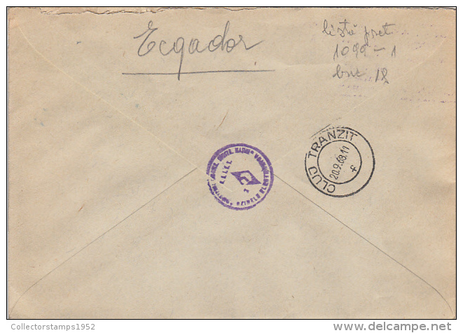 26974- REGISTERED COVER LABEL BUCHAREST 10-4241, ELECTRONICS COMPANY, RADIO TOWER STAMPS, 1982, ROMANIA - Lettres & Documents